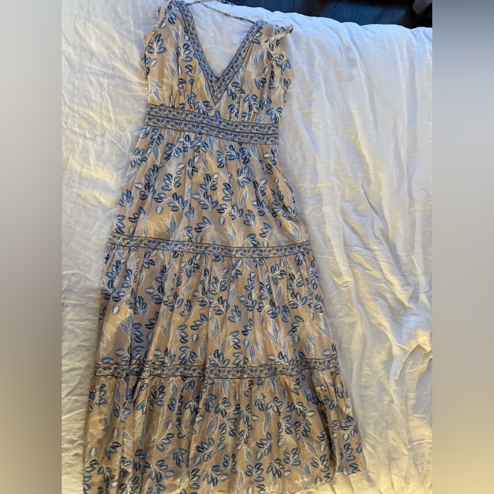 Floral Blue and Cream Maxi Dress